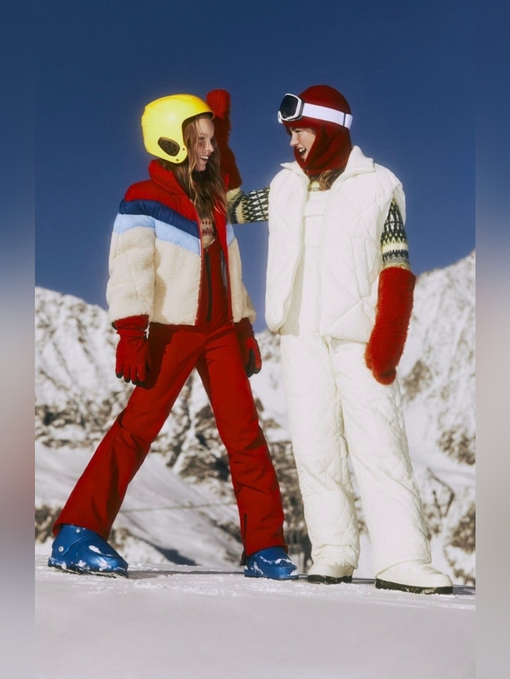 Zara Cream, Red  & Blue Colorblock Puffer Ski/Snow Jacket